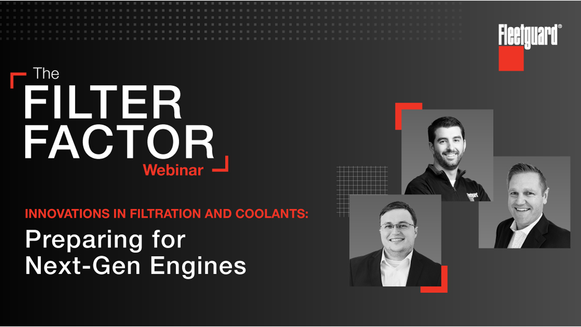 banner for filter factor webinar "innovations in filtration and coolants: preparing for next-gen engines"